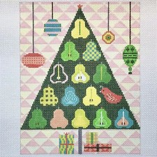 Birds of a Feather Handpainted Needlepoint Canvas Partridge in a Pear Tree xmas