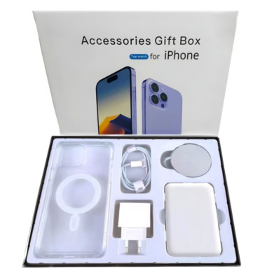 Geschenkbox für iPhone 17 16 15 14 13 12 Pro Max 6in1 Zubehör Set Powerbank JecB
