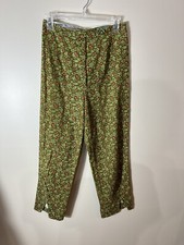 Vintage 60s 70s Womens Green Floral Pants Shire-TEX Purple Slacks 26 Waist