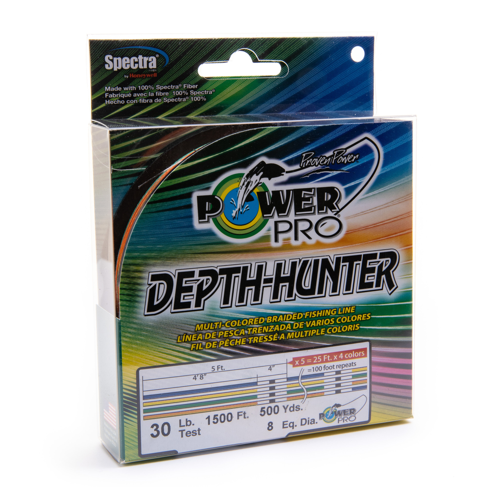 Плетеная леска PowerPro Depth-Hunter - 4 цвета - 50 фунтов - 500 футов/167yd/153...
