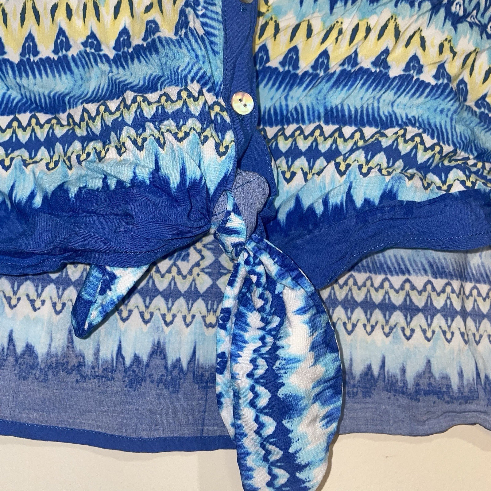 Ruby Road Blue Yellow Psychedelic Geometric Tie D… - image 3