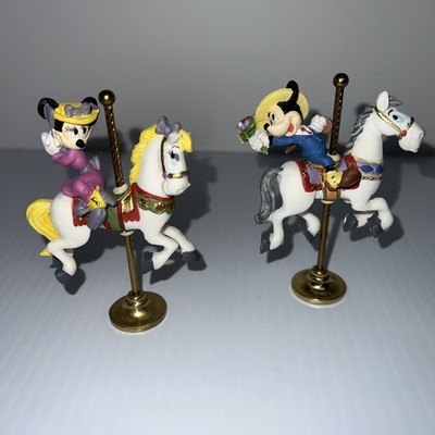 Willitts Disney Mickey & Minnie Mouse Carousel Horse Figurines 4'' #63031 #63030