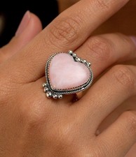 Pink Opal Ring 925 Sterling Silver Opal Cab Ring October Birthstone Women Ring