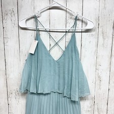 Asos Dress Women Size 4 Pleated Sleeveless Crop Top Midi Crossback Elegant Glam