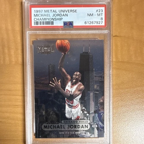 SkyBox 1997-98 Metal Universe Championship Preview Michael Jordan #23 PSA 8