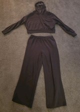 Always You 2-Piece Women's Lounge Set Cropped Hoodie  Pants Drk Brown Sz Medium