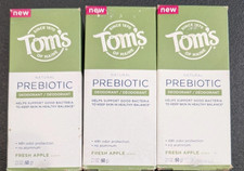 LOT of 3 - Toms of Maine Prebiotic Natural Deodorant No Aluminum Fresh Apple
