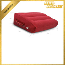 Inflatable Wedge Shape Travel Pillow Memory Foam Support Compact Red for Camping