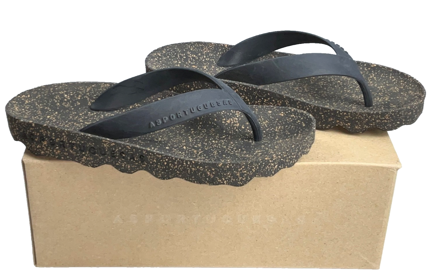 SAOLA ASPORTUGUESAS Feel sandali infradito suola sughero cinturino gomma nero 39 8 8 5 US