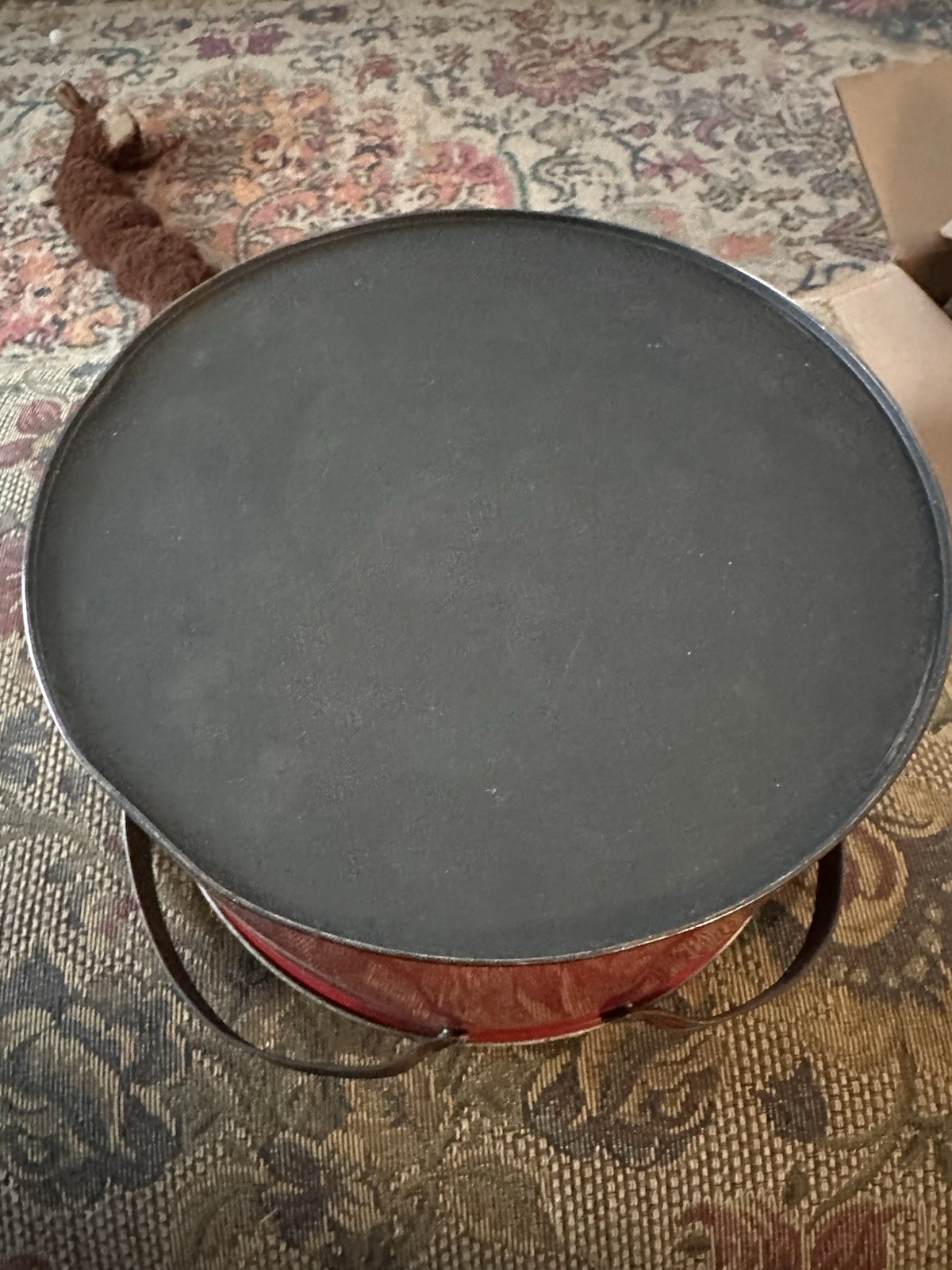 Vintage Metal Floral Sewing Tin