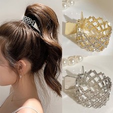 2023 New Pearl Rhinestone Hair Claws Girl High Ponytail Clip Fixed Hairpin Cl...