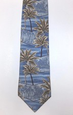 Tropical Silk Tie Mens Spring Summer Blue Palm Trees Tango Made In USA