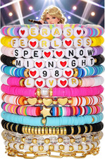 14Pcs Friendship Bracelets, Inspired Letter Bracelets Set, Colorful Stretchy Hei