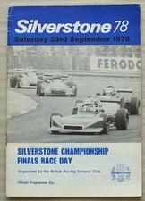 SILVERSTONE 23 Sep 1978 BRDC CHAMPIONSHIP FINALS RACE DAY Official Programme