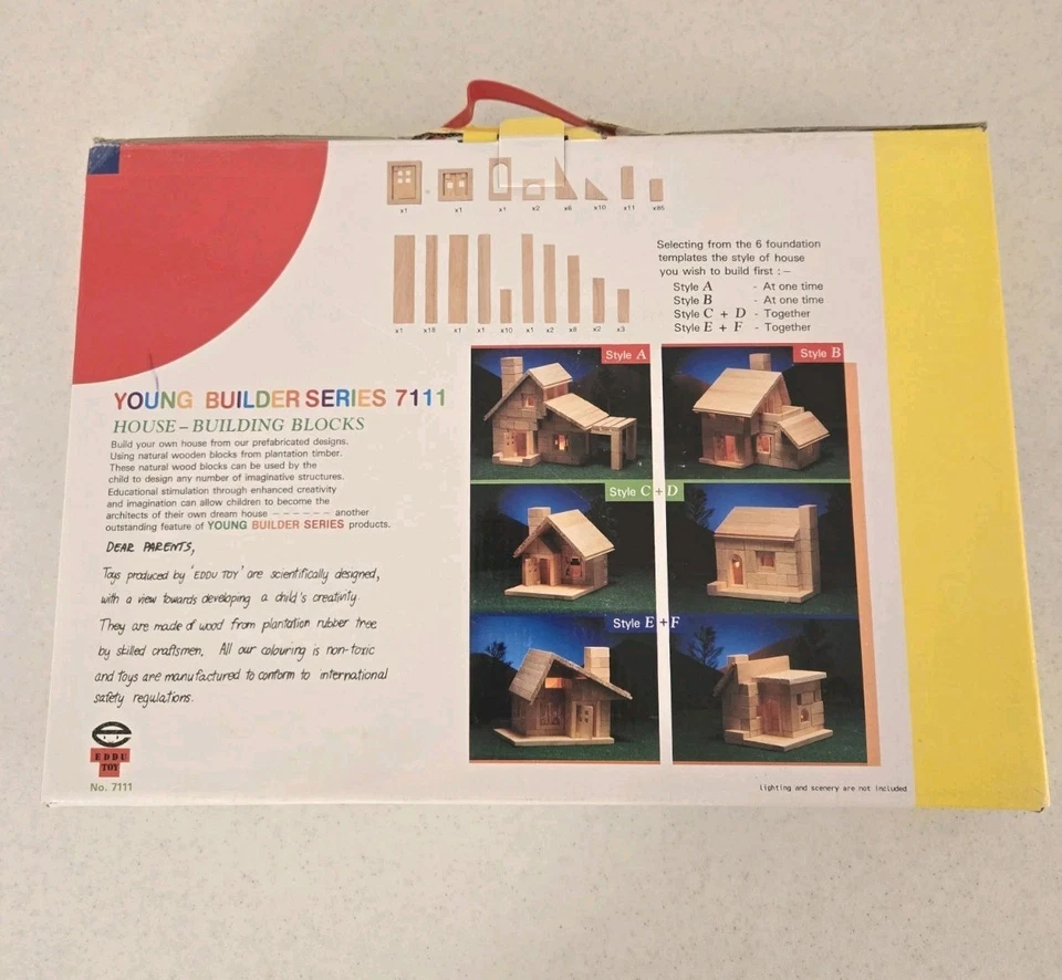 Conjunto de construcción de edificios de bloques de madera Young Builder Series 7111 ventanas para casas Foto 2 de 4