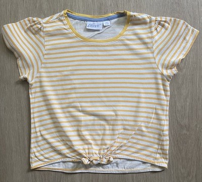 Alive gestreiftes T-Shirt Gr. 134   gelb-weiß