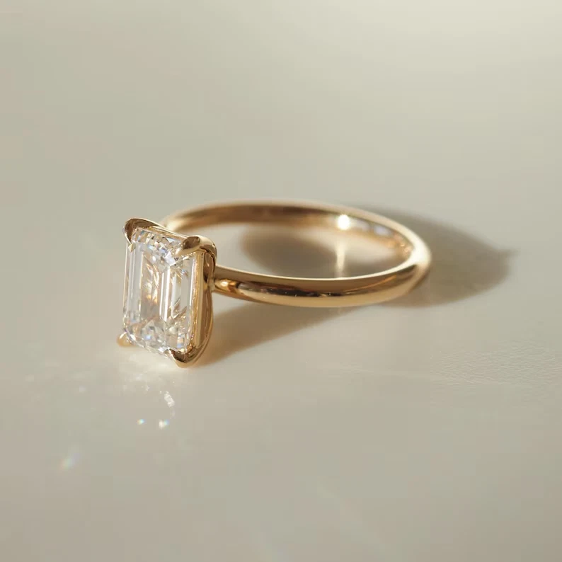 1.50 Ct Certified Lab Grown Diamond Engagement Ring Emerald Cut E VS2 14 KT Gold - Image 3 of 4
