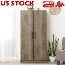 Freestanding 32 inch Storage Cabinet Kitchen Pantry Cupboard Adjustable Shelves