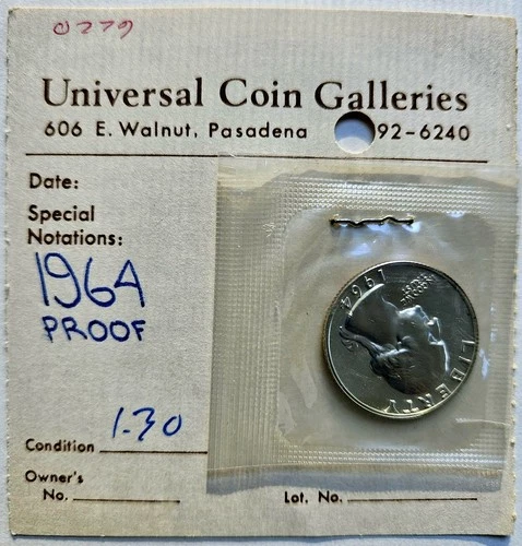 1964-P Washington Proof Quarter ~ 90% Silver