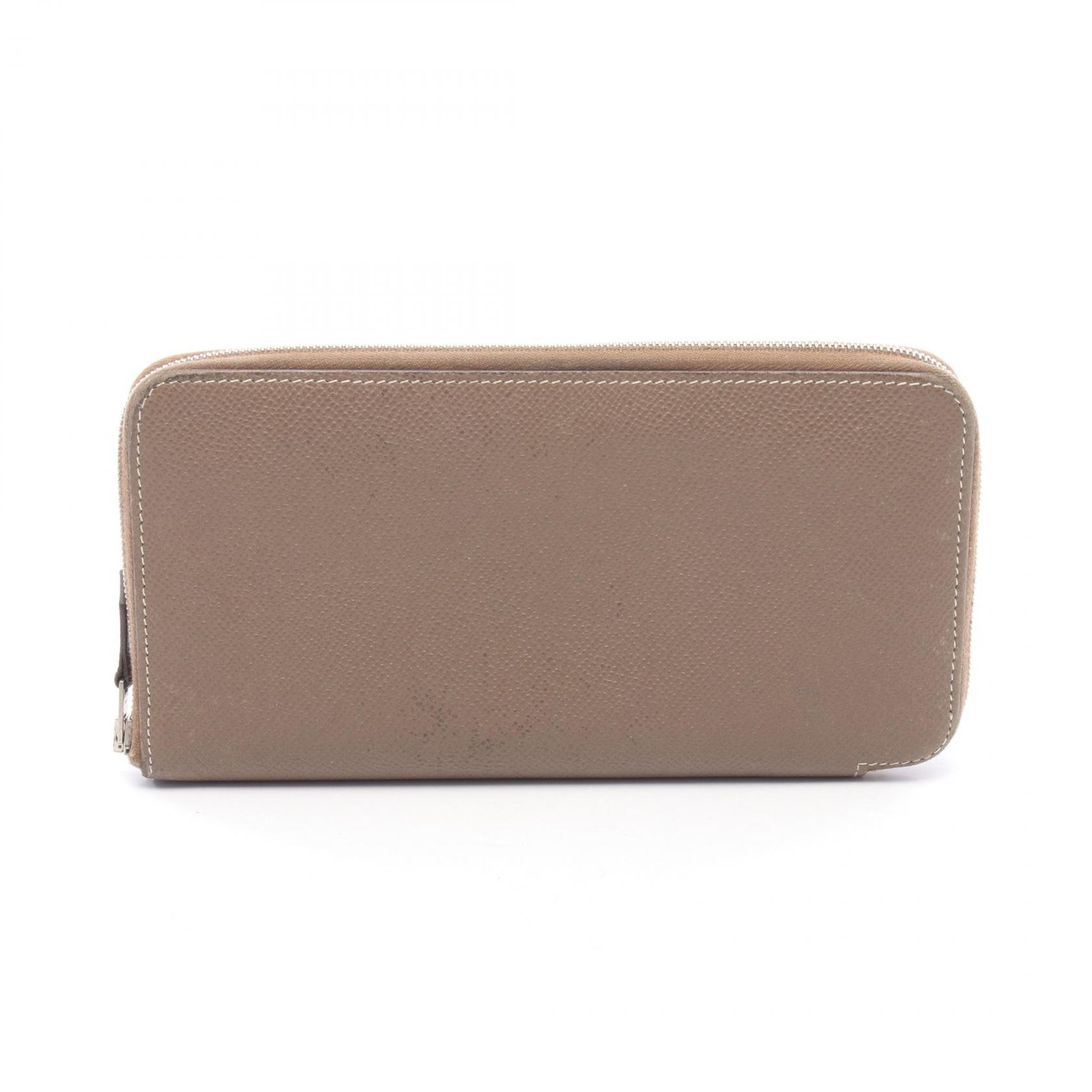 HERMES Azap long silk in Long Wallet Epsom leather Epsom  Etoupe Grey Used O SHW