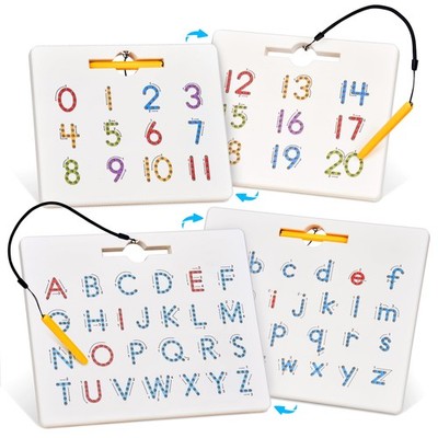 GAMENOTE Double Sided Magnetic Letter  Number Board Set - Alphabet  Numbers T...