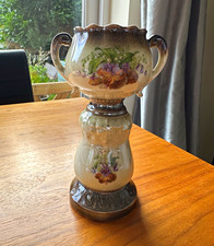 Antique Edwardian Floral Pedestal Urn &ndash; Circa 1900&ndash;1915 &ndash; Violet Transferware