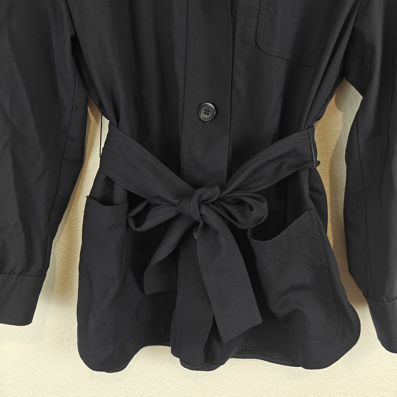 Max Mara Navy Wool Curve Button Belted Jacket Size 2 Women's image 7