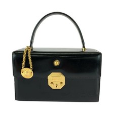 Gianni Versace Sunburst Leather Handbag Women Black One Size