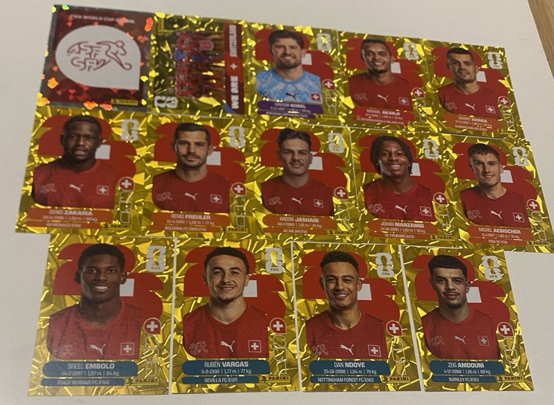 14x Switzerland Gold Crumple Online Exclusive Set 2026 World Cup Panini