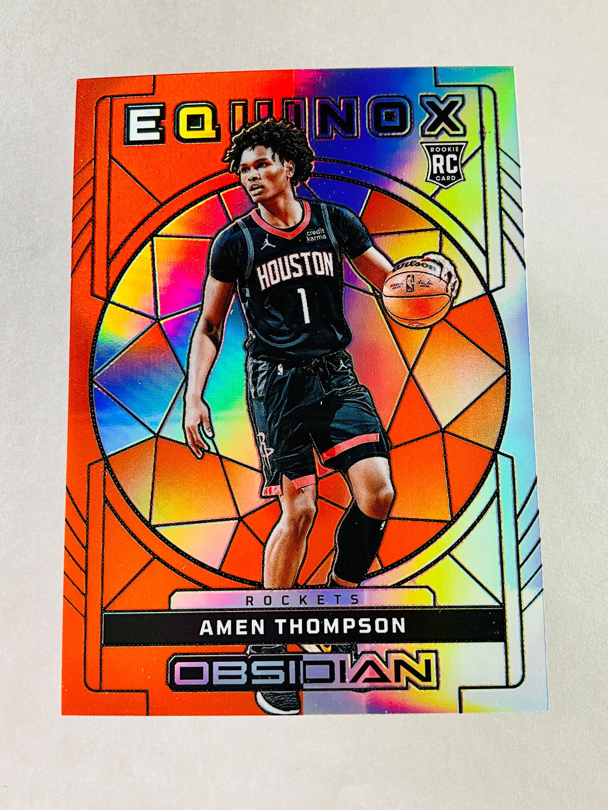 2023-24 Obsidian Amen Thompson Equinox RC Electric Etch Orange Flood #/75