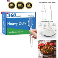 360 Count Clear Plastic Spoons Disposable, BPA-Free, Heat Resistant, Solid an...