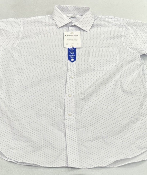 Calvin Klein Men's Wrinkle Free Dress Shirt, White, Size L (16-16.5-36/37)