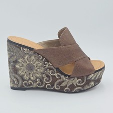 Scarpe donna Cris Vergrè Tg 40 Sandali con zeppa Marrone Pelle tessuto 308AB