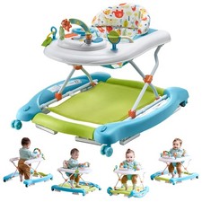 4 in 1 Baby Walker, Foldable Wheeled Activity Center, 3 Adjustable Heights
