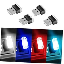 4PCS USB LED Car Interior Atmosphere Lamp, Plug-in USB White Blue Red Ice Blue