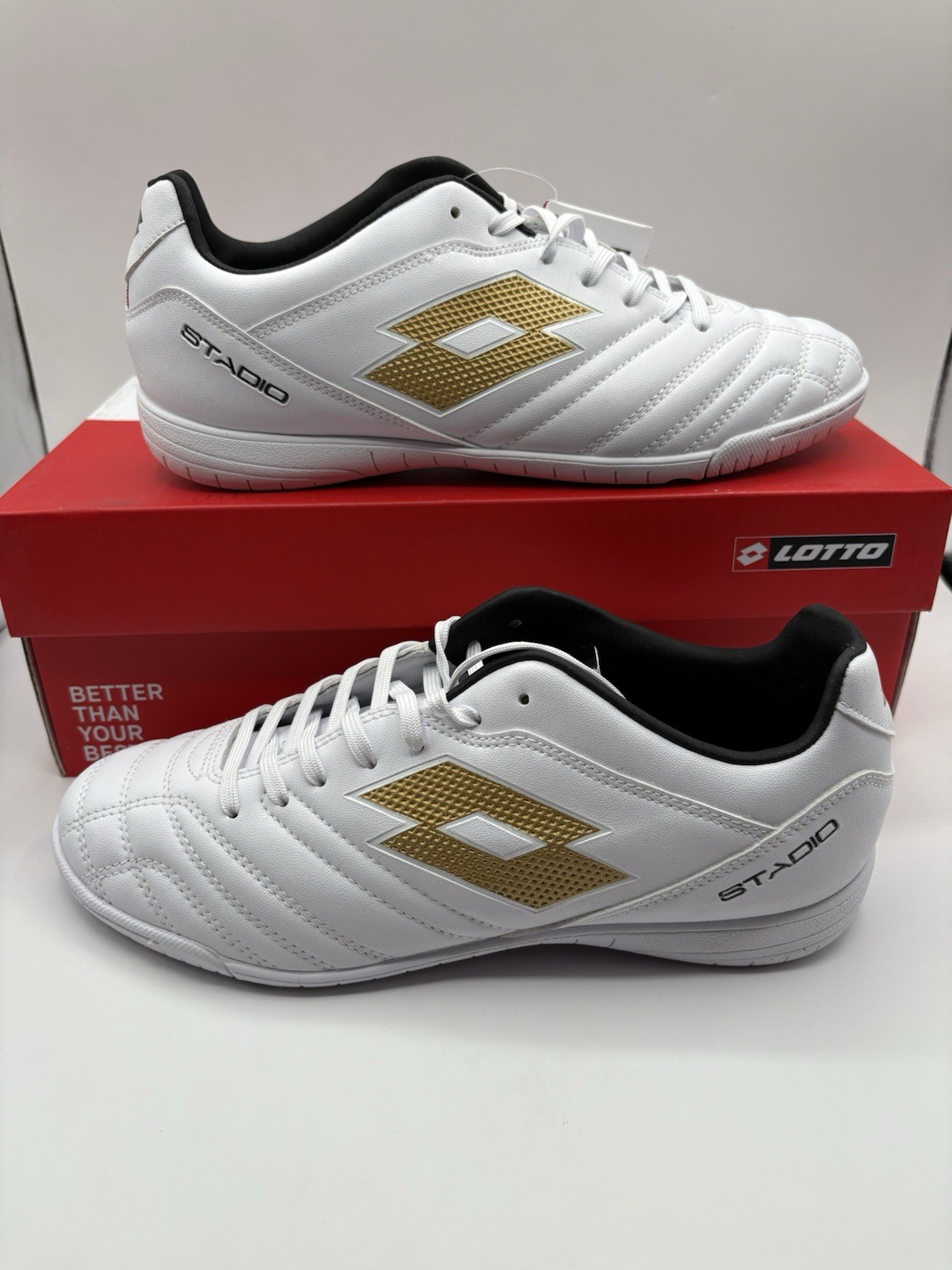 Scarpe da calcio indoor uomo Lotto Stadio 705 oro bianco nuove misura 6 5