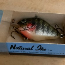 Lazy Ike Vintage Crankbait Fishing Lure Natural Ike Original Box Included