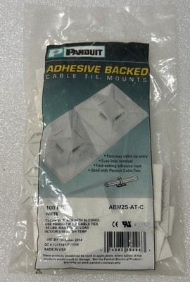 PANDUIT ABM2S-AT-C CABLE TIE MOUNT ADHEASIVE BACKET HIGH TEMPERATURE 4 WAY 100PC