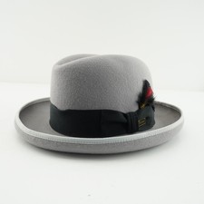 Vintage Dobbs Wool Hat 7 USA Fleetwood Pearl Grey gray feather felt used