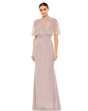 Mac Duggal Size 14 Pink 20467 Embellished Cape Cocktail Formal Gown Dress NWT