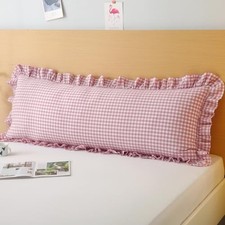 Vintage Pink/White Plaid Ruffled Body Pillow Cover 1 Body Vintage Pink Plaid