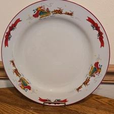 Vintage Santa Sleigh The Cellar Macy's 10 3/4"  Dinner Plates - Set of 4  