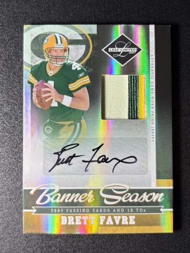 Brett Favre 2007 Limited Patch Auto 04/15 Game Worn JSY #