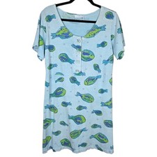 Fresh Produce Dress Womens Size M Blue Sundress Fish Print Tropical Beach FLAW