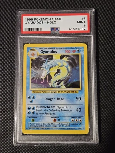 Pokemon Gyarados Base Set Unlimited Holo Rare #6 PSA 9 Mint