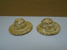 SET OF 2 MINIATURE 1" X 2" STRAW HATS FOR DOLL OR CRAFTS UNBRANDED DL187 