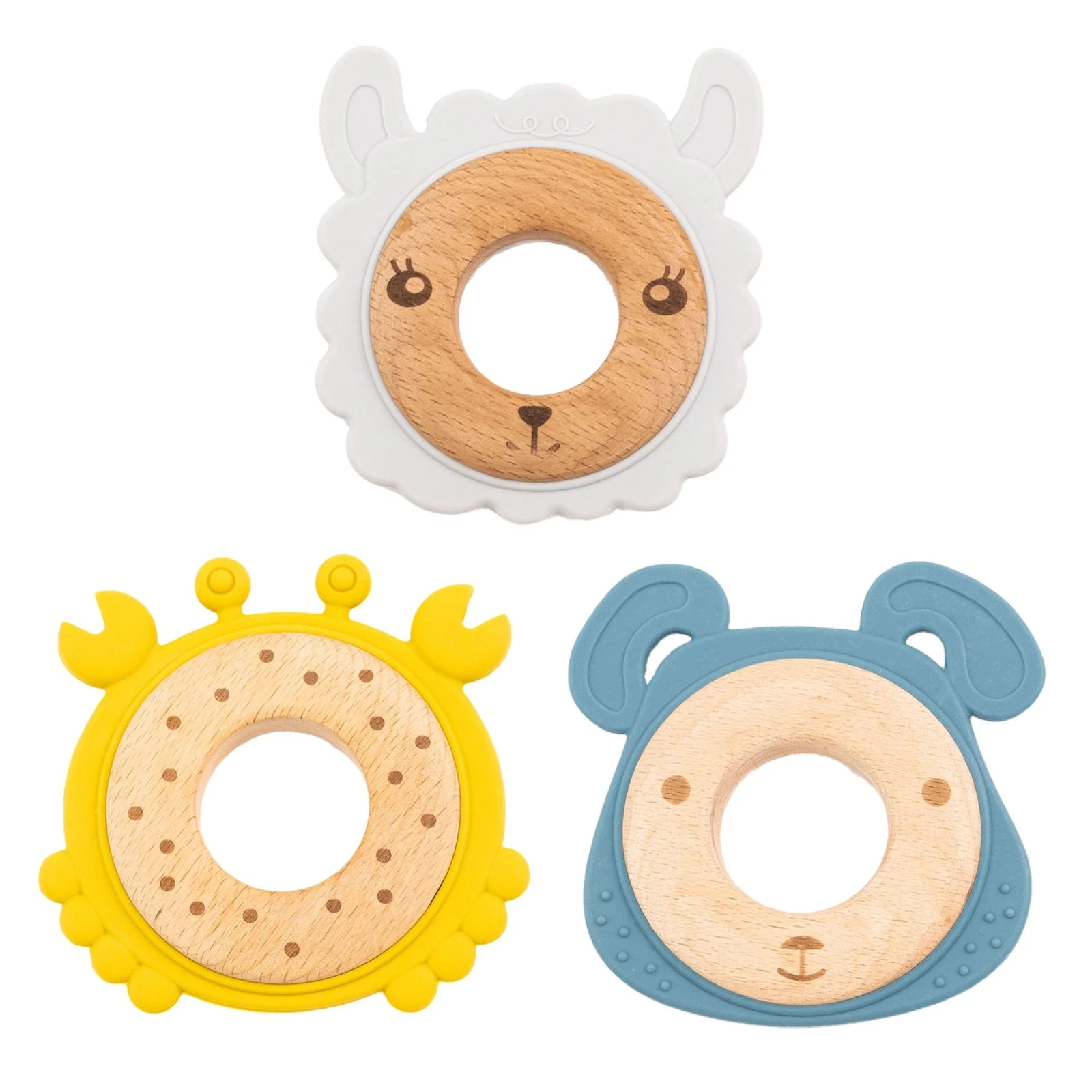 3-Pack Baby Teething Toys for 0-12 Months | Food-Grade Silicone & Natural Bee...