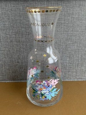 Anthropologie Gilded Journey Ciao Bella! Floral Bonjour Gold Leaf Carafe French