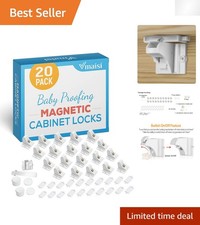 20 Pack Magnetic Baby Proof Cabinet Locks with 2 Keys - Easy Adhesive Install