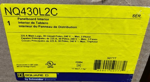 Square D NQ430L2C 225A 3 Phase 240V 30 Space Main Lug Panel Interior NEW - Picture 2 of 3